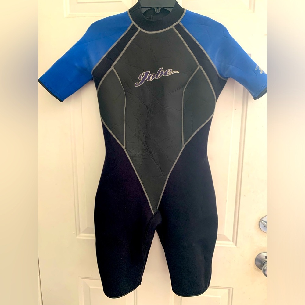 Jobe Wetsuit Blue Black short sleeve shorty Woman’s or Youth 17” chest- S